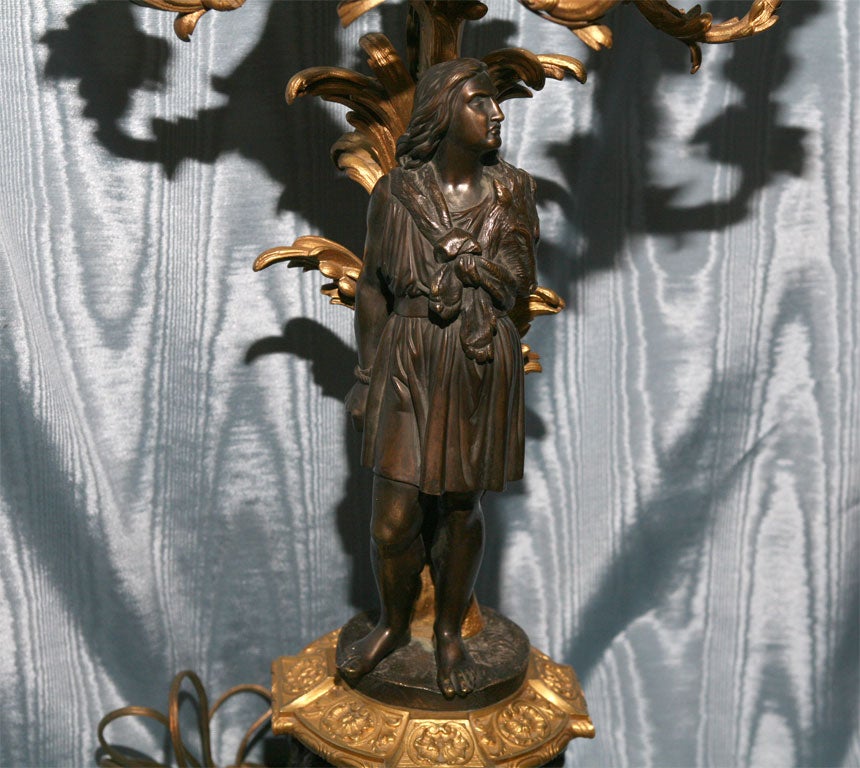 Unknown A Patinated and Gilt Bronze Candelabrum