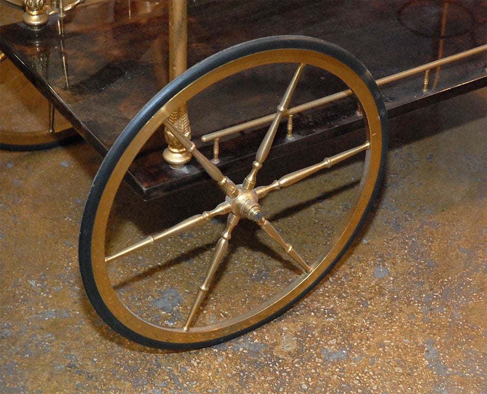 Mid-20th Century Aldo Tura  brass goat skin/ parchment  tea/ bar cart , serving.