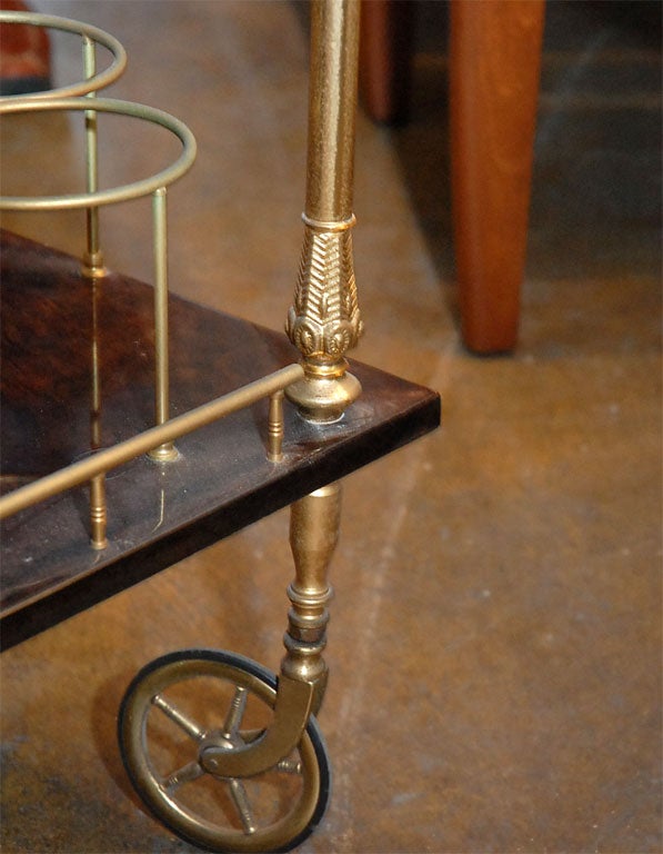 Goatskin Aldo Tura  brass goat skin/ parchment  tea/ bar cart , serving.