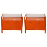 2 Orange Lacquered Side Tables