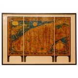 Antique Printed Table Screen Map of Manhattan