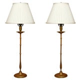 Pair Brass Candlestick lamps