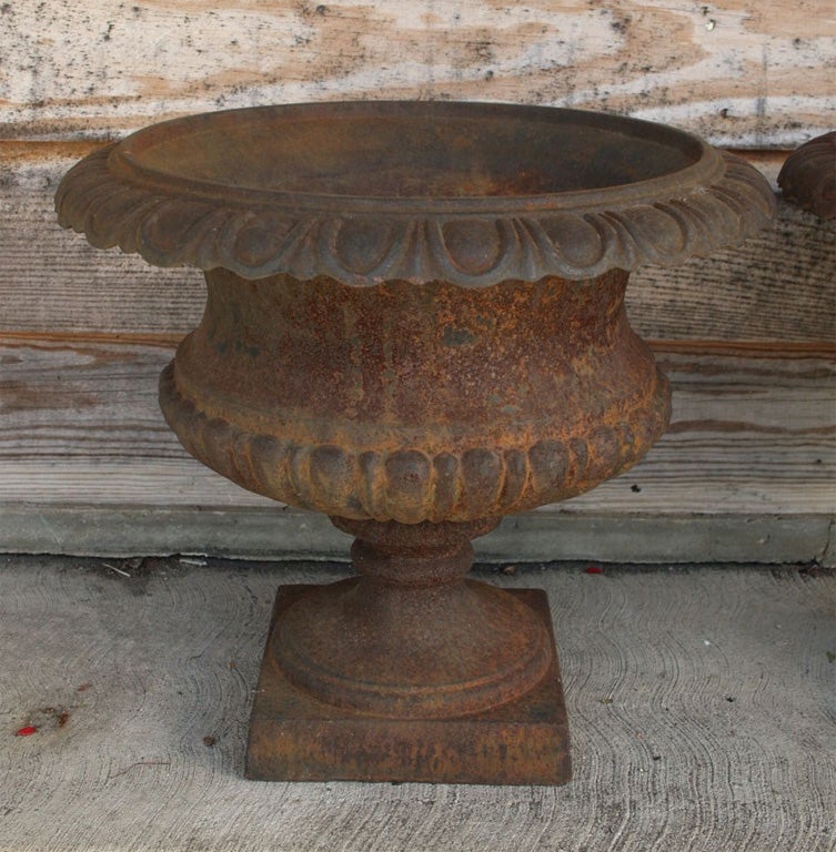 American Pair of Cast Iron Urns For Sale