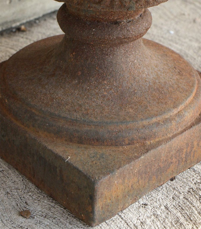 Pair of Cast Iron Urns For Sale 4