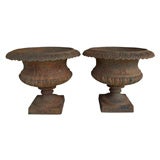Vintage Pair of Cast Iron Urns