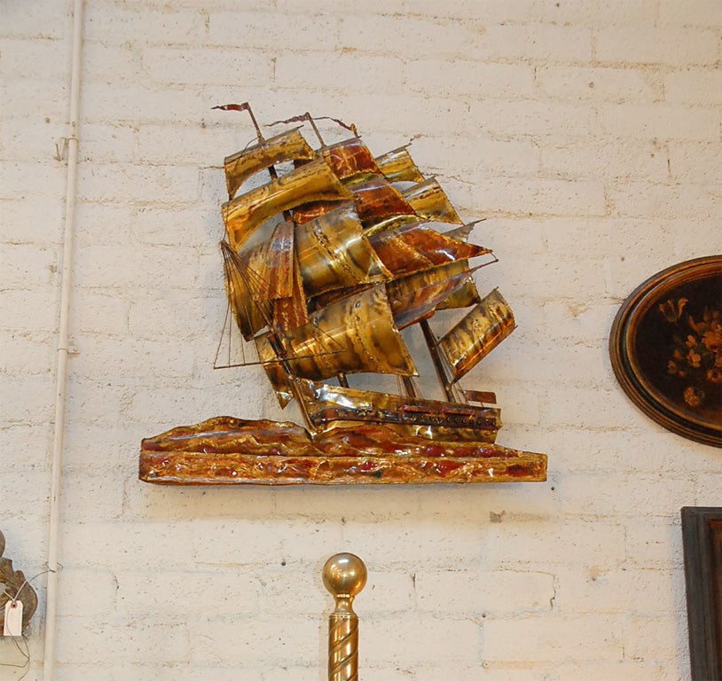 American Brass Wall Sculpture by Curtis Jere