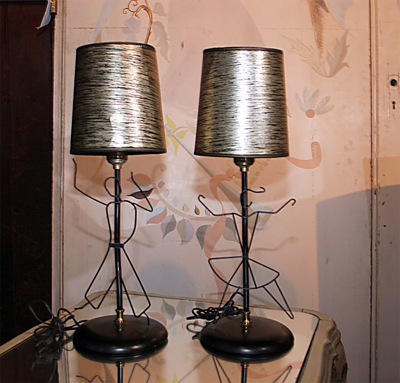 Pair of Wire Figural Lamps