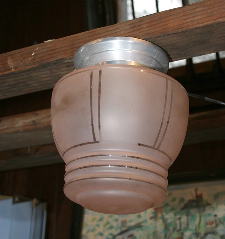 French  Pink Glass Ceiling Light