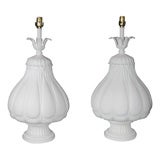 Pair of Large White Pineapple Form Lamps