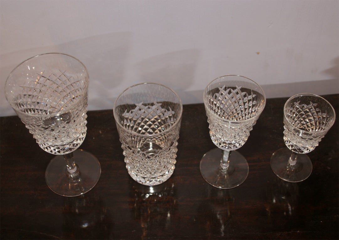 20th Century Waterford crystal glasses  Alana Pattern 32 pieces