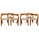 Set of 6 Mid Century  Rattan Rattan Arm Chairs