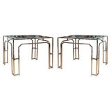 Pair of Milo Baughman Chrome Glass top End Tables