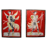 Pair Of Italian Ceramic Glazed Tiles Vintage Pair Of Italian Ceramic Glazed Tiles