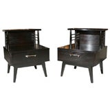 Vintage Pair of Mid Century 2 Tier Ebonized End Tables