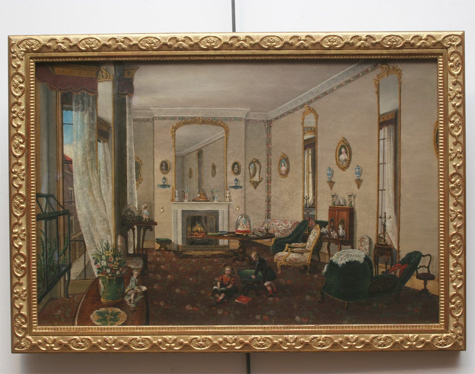 English Painting of A Victorian Interior Scene