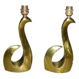 Deux lampes en bronze doré des années 1950 signées par Scarpa