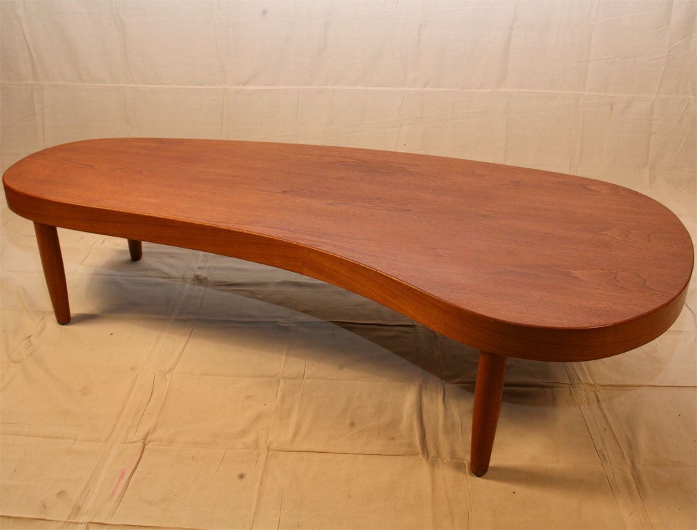 Large free-form coffee table in teak, Danish modern, 1950's  mid century.