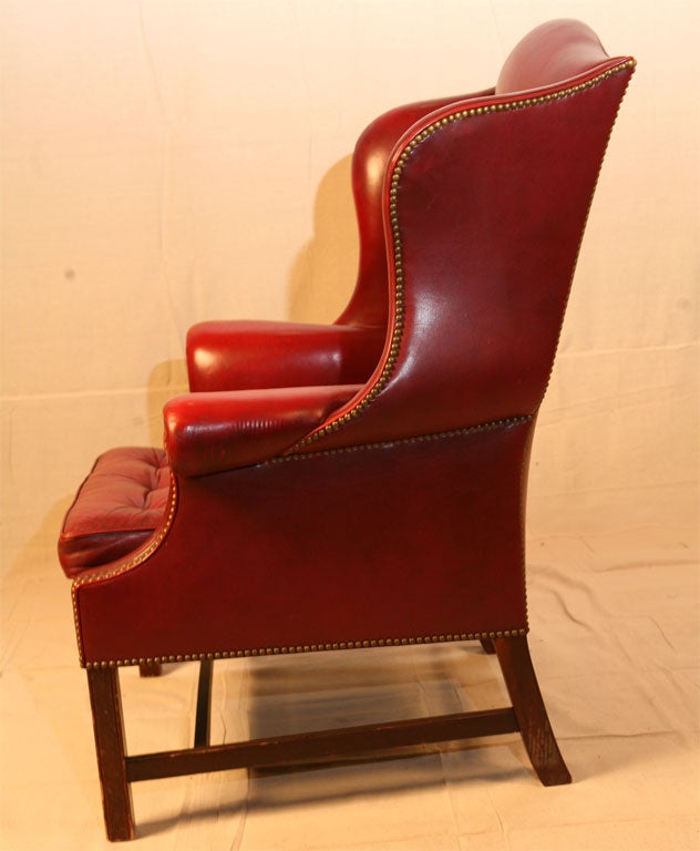 Single Wing Back Red Leather Chair 2
