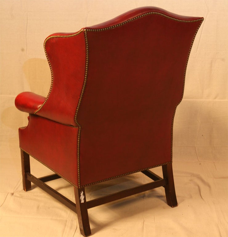 Single Wing Back Red Leather Chair 3