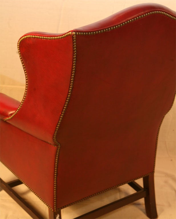 Single Wing Back Red Leather Chair 4