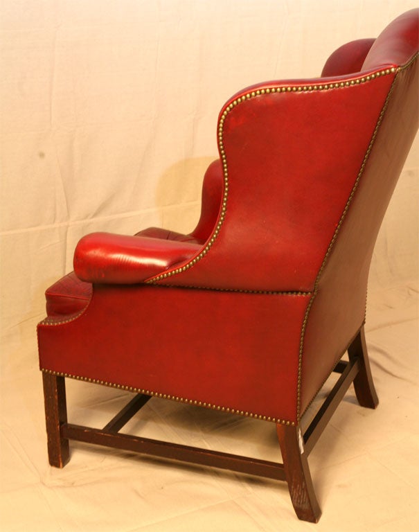 Single Wing Back Red Leather Chair 5