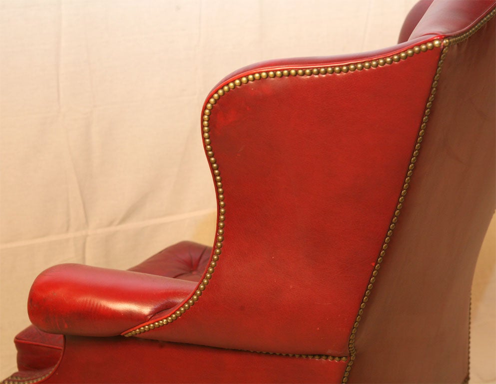 Single Wing Back Red Leather Chair 6