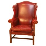 Single Wing Back Red Leather Chair