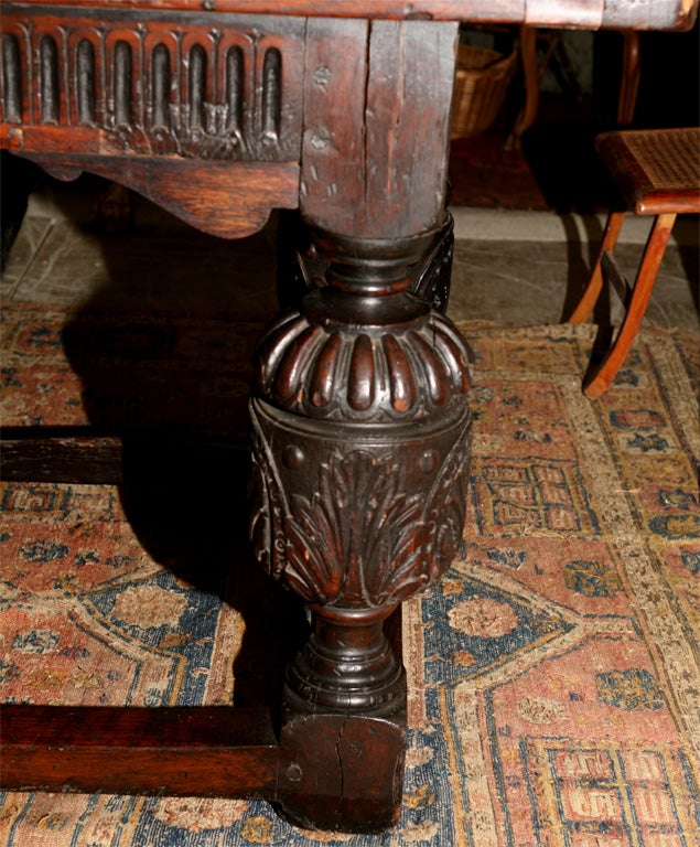 Oak 18th C. English Jacobean Library Table