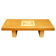 Rare Paul Laszlo coffee table with cork and glass insert,lable 7