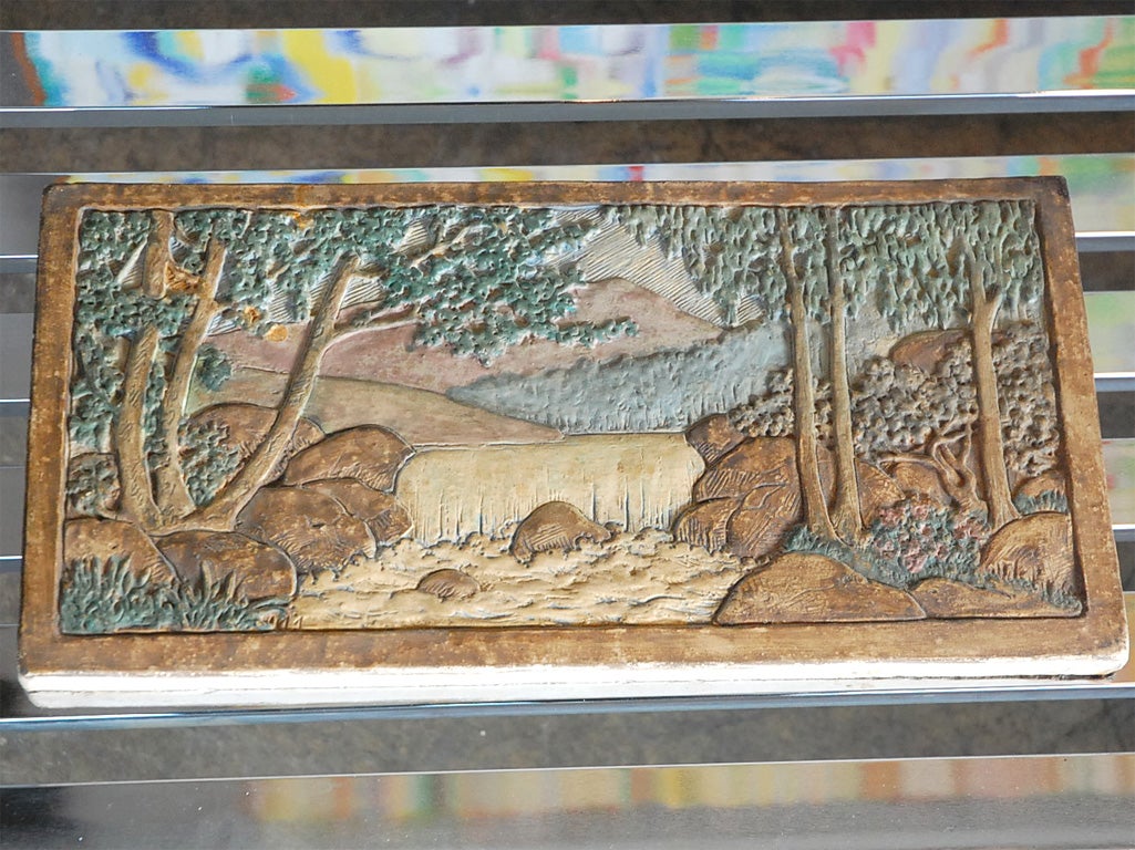 Claycraft ceramic mission tile scenic landscape art and craft at 1stDibs claycraft tile