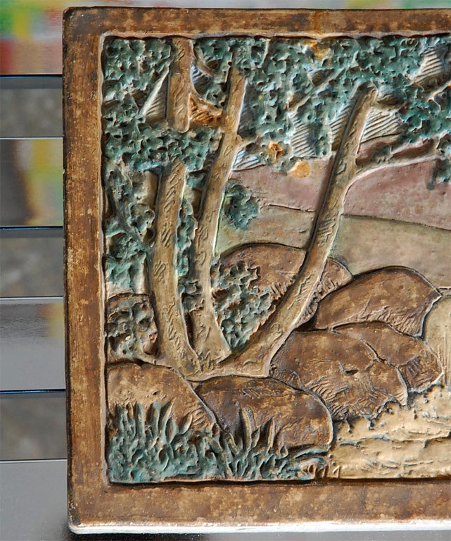 Claycraft ceramic mission tile scenic landscape art and craft at 1stDibs claycraft tile