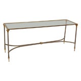 Steel, Brass, and Glass Campaign Style Console Table