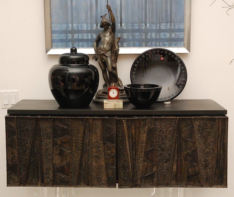 Custom Wall Mounted Paul Evans Studio Console with Deep Relief