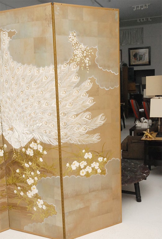 American Monumental Hand Painted Folding Screen by Robert Crowder