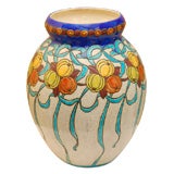 Art Deco Vase by Boch Freres with Glazed Craquelure Finish