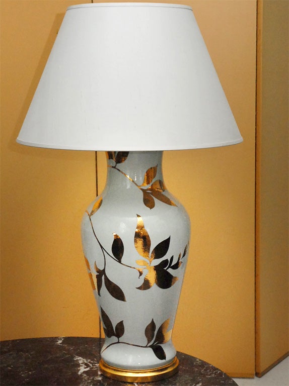 Large Scale Ginger Jar Lamps with Gold Painted Detail