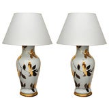 Large Scale Ginger Jar Lamps with Gold Painted Detail