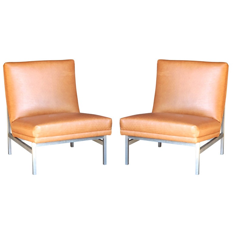 Pair of Florence Knoll Slipper Chairs