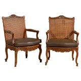 Pair of Louis XV Style Caned Back Fauteuils