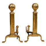 Used PAIR OF EARLY 20thC BRASS ANDIRONS
