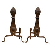 Used PAIR OF ANDIRONS WITH SPEARHEAD DETAIL