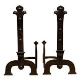 Used PAIR OF EARLY 20thC HAND FORGED ANDIRONS