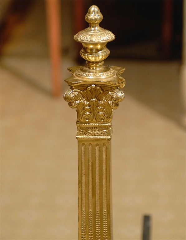 Pair of Late 19th/Early 20th Century Neoclassical Gilt Bronze Andirons 4