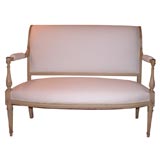 Carved & Painted Settee, Regency Style in French Muslin