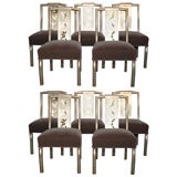 SET OF TEN BAMBOO CARVED DINING CHAIRS BY JAMES MONT