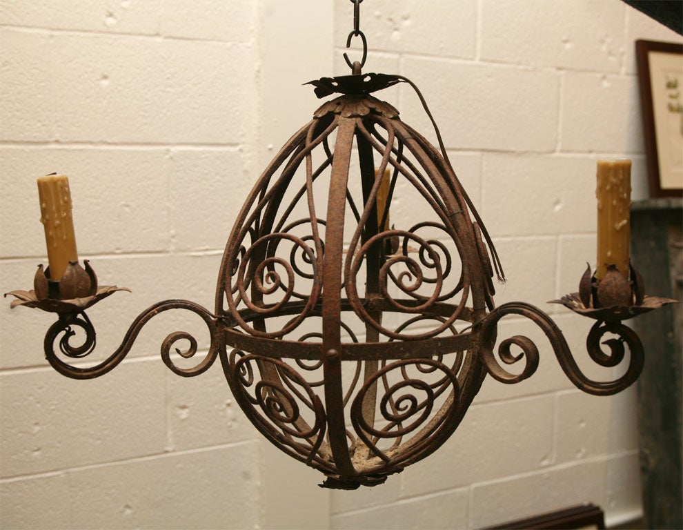 An Egg Shaped Iron Chandelier