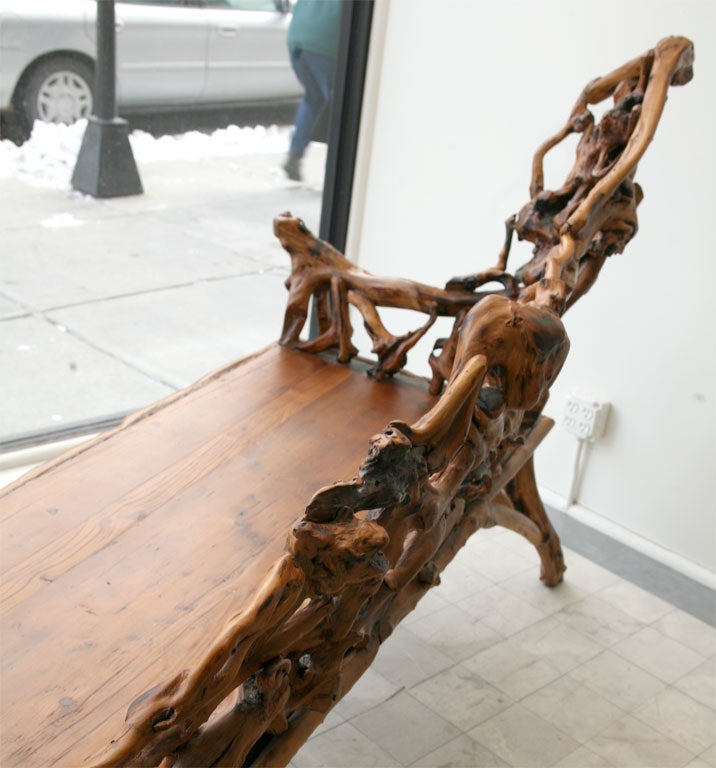 Wood Rhododendron Burl Root Bench
