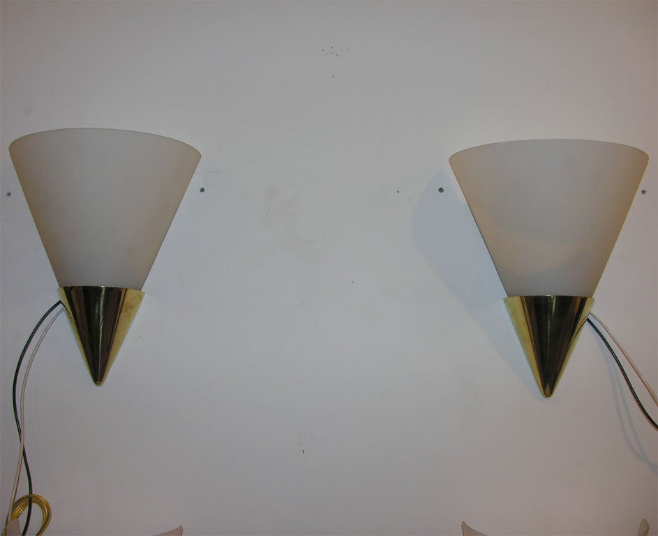 #4138 Brass and Milk Glass Sconces