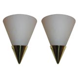 #4138 Brass and Milk Glass Sconces #4138 Brass and Milk Glass Sconces