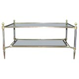 Two tiered steel and bronze coffee table